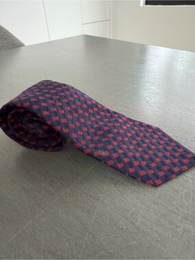 Giorgio Armani Navy and Red Check Silk Tie